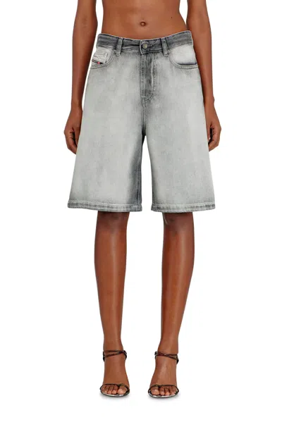 Diesel Shorts In Soft Skeleton Denim In Gray