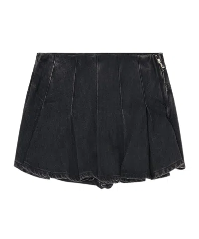 Diesel Shorts In Tencel Denim With Pleated Front In Black