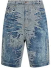 Diesel Denim Shorts Distressed Detailing In Navy