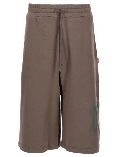Diesel Graphic-print Track Shorts In Brown