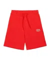 Diesel Shorts With Metal-effect Oval D In Red