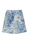 Diesel Shorts With Ripped Denim Effect Print In Blue