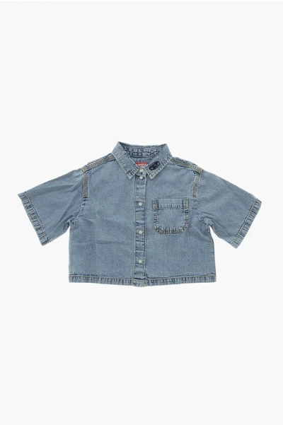 Diesel Short-sleeve Denim Shirt Cinnix In Blue
