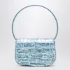 Diesel Croco-embossed Leather 1dr Shoulder Bag In Blue