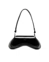 Diesel Curved Black Play Clutch With Glossy Finish And Magnetic Closure In Black