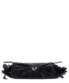 Diesel Rectangular Leather Shoulder Bag With Ruched Detailing In Black
