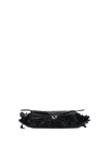 Diesel Rectangular Leather Shoulder Bag With Ruched Detailing In Black