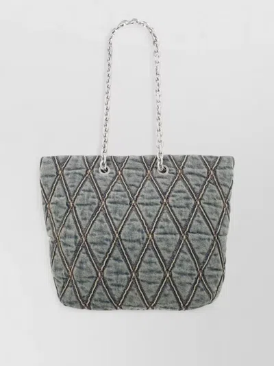 Diesel Shoulder Bag Charm D Medium Chain In Gray