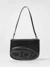 Diesel 1dr Twin Embossed-logo Shoulder Bag In Black