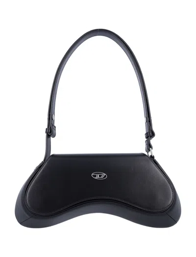 Diesel Play Logo Plaque Shoulder Bag In Black