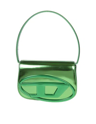 Diesel 1dr Shoulder Bag In Green Color Mirror Leather