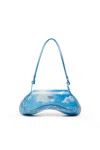 Diesel Shoulder Bag In Printed Glossy Pu In Blue