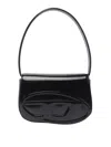 Diesel Iconic Structured Shoulder Bag In Mirrored Leather In Negro