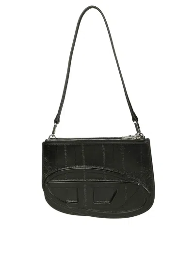Diesel Shoulder Bag With Large Letter Logo In Black