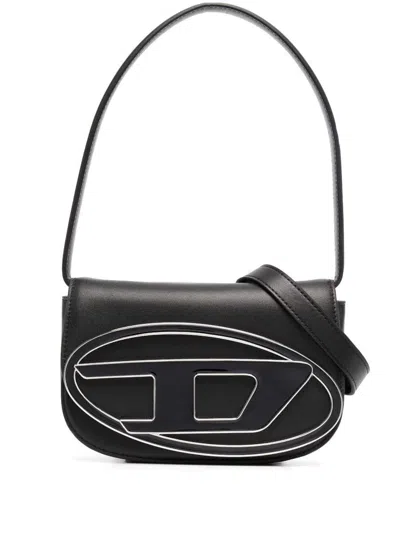 Diesel Shoulder Bag With Logo Plaque In Black