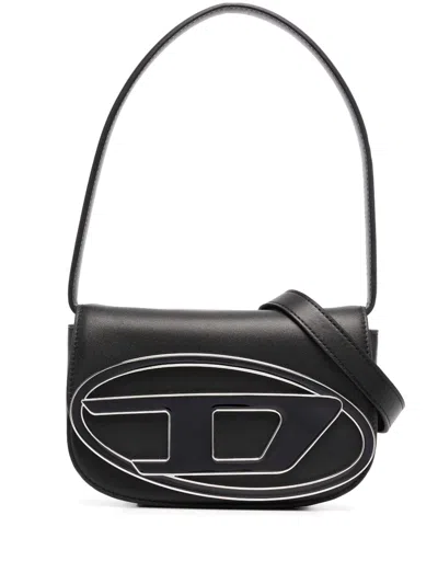 Diesel Shoulder Bag With Logo Plaque In Black
