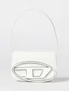 Diesel Shoulder Bag 1dr In Smooth White Leather With Adjustable Straps In White