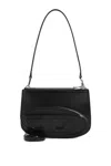 Diesel Embossed Leather Shoulder Bag With Zip Closure In Black