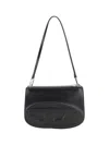Diesel Embossed Leather Shoulder Bag With Zip Closure In Black
