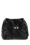 Diesel Scrunch-d-bucket Bag In Shiny Wrinkled Leather In Black