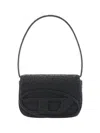 Diesel 1dr Leather Shoulder Bag With Dry Finish In Black