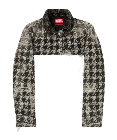 Diesel Shrug In Houndstooth-weave Denim In Multi