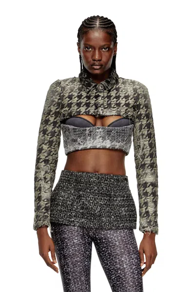 Diesel Shrug In Houndstooth-weave Denim In Multi