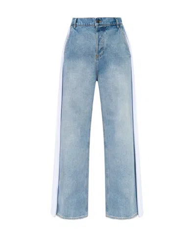 Diesel Side-stripe Wide-leg Jeans In Blue