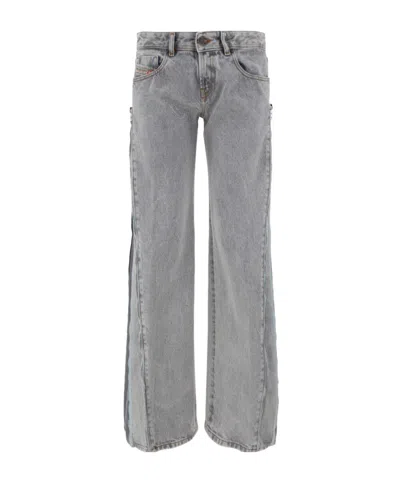 Diesel Side-zip Straight-jeans In Gray