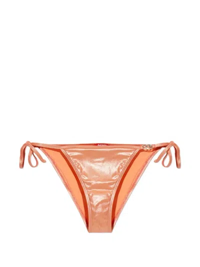 Diesel Side-tie Metallic Bikini Bottoms In Neutral