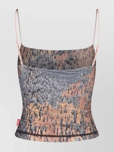 Diesel Silhouette Ajustée Spaghetti Straps Textured Fabric In Purple