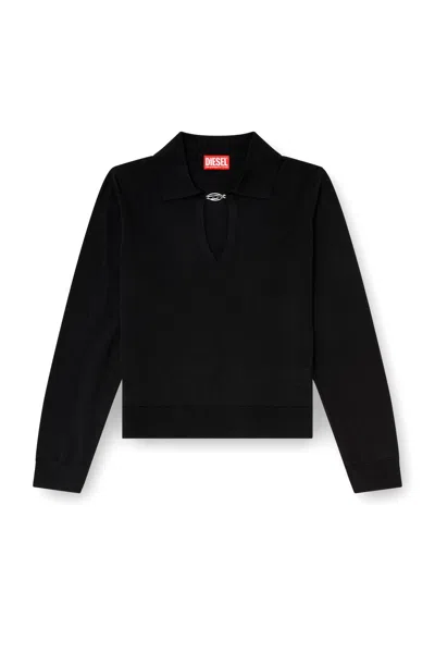 Diesel Silk Blend Polo Shirt - Size S In Nero