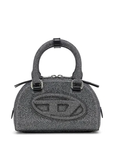 Diesel Silver 1dr Dome Small Duffle Bag In Black