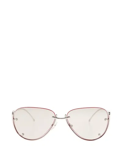 Diesel Silver Frame Sunglasses In Red