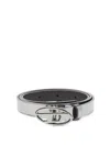 Diesel Metallic Finish Leather Belt With Oval-d Buckle In Neutral