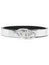 Diesel Silver Metallic Recycled Leather Belt