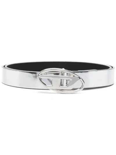 Diesel Silver Metallic Recycled Leather Belt