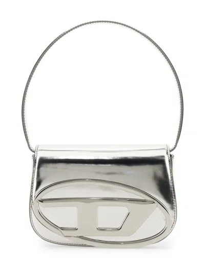 DIESEL DIESEL SILVER METALLIC SHOULDER BAG