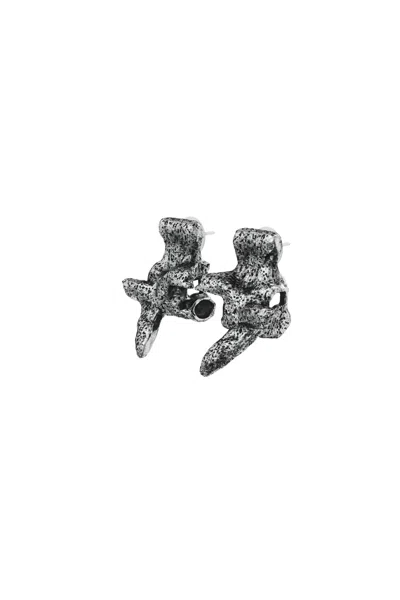 Diesel Silver-tone Stud Earrings In Gray