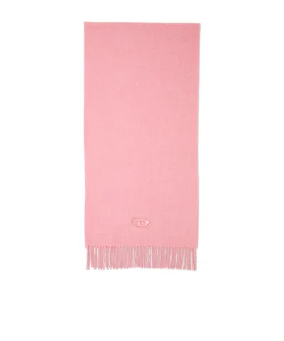 Diesel S-imon-d Embroidered Fringed Scarf In Pink