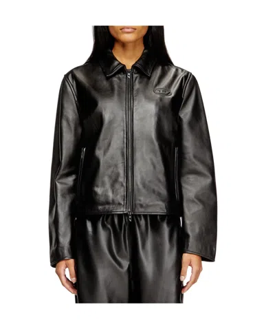 Diesel Simple And Versatile Leather Jacket In Black