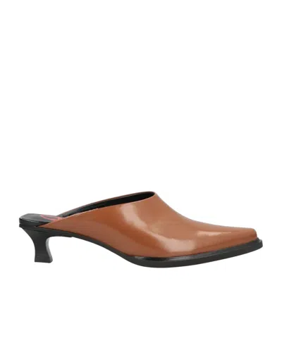 Diesel Simple Solid-colored Leather Shoes In Brown