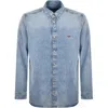 Diesel D-simply Logo-embroidered Denim Shirt In Blue