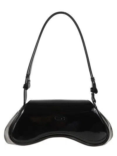 Diesel Sinuous High-gloss Crossbody Bag In Black