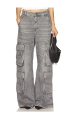 Diesel D-sire-cargo-d Grey Cargo Jeans With Low-rise Waist In Gray