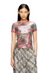 Diesel Skinny Floral Print Jersey Top With Sequins In Multi