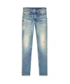 Diesel Relaxed Fit Faded Blue Jeans With Vintage Distressing In Blue