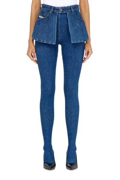 Diesel Skinny Jeans Regular Waist D-spika, Dark Blue, Elastic Waistband