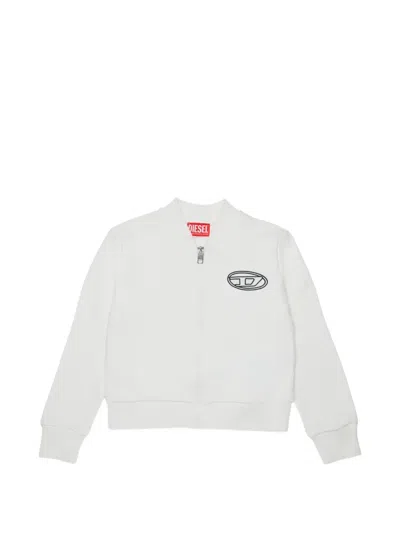 Diesel Kids' Skippy Zip-up Sweatshirt In White