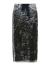 Diesel High Waist Elastic Waistband Midi Skirt In Black